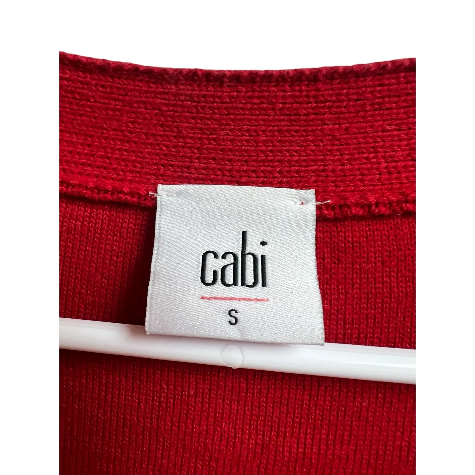 Cabi Cranberry Picnic Cardigan Summer Stripe Cotton Sweater Small - Image 2