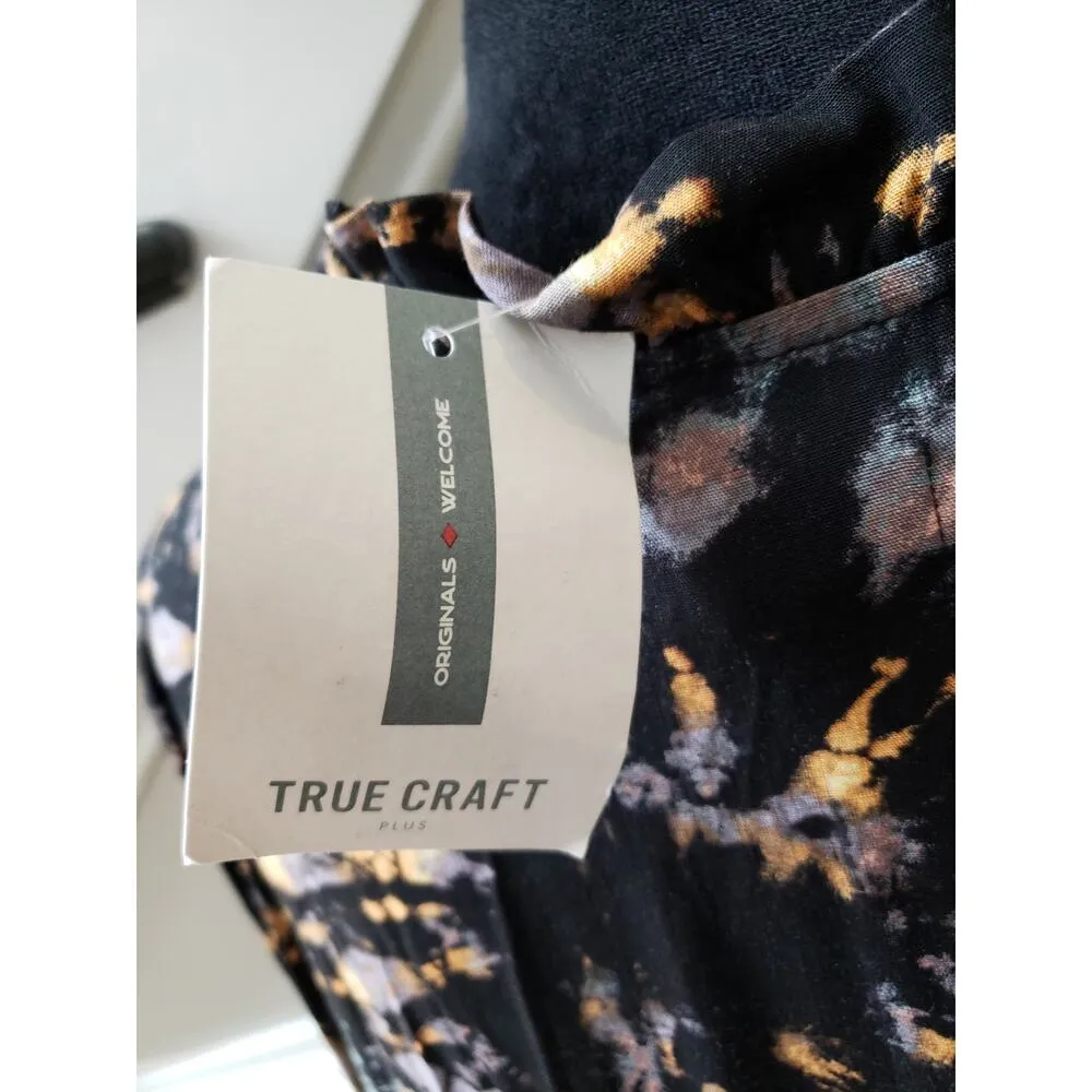 Women's True Craft Black Tie Dye Long Sleeve Dress Size 1X Rayon Fall Style - Image 10