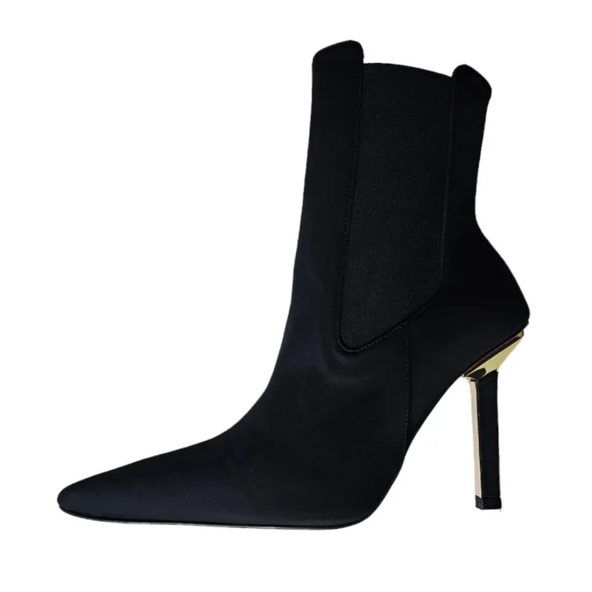 Good American Black Pointed Toe Kickstand Heel Neoprene Chelsea Boot 11.5 NEW - Image 4