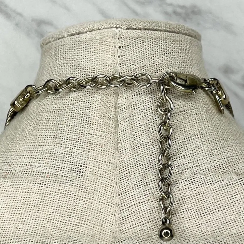 Chico's  Gold Tone Coil Animal Print Faux Fur Pendant Necklace - Image 5