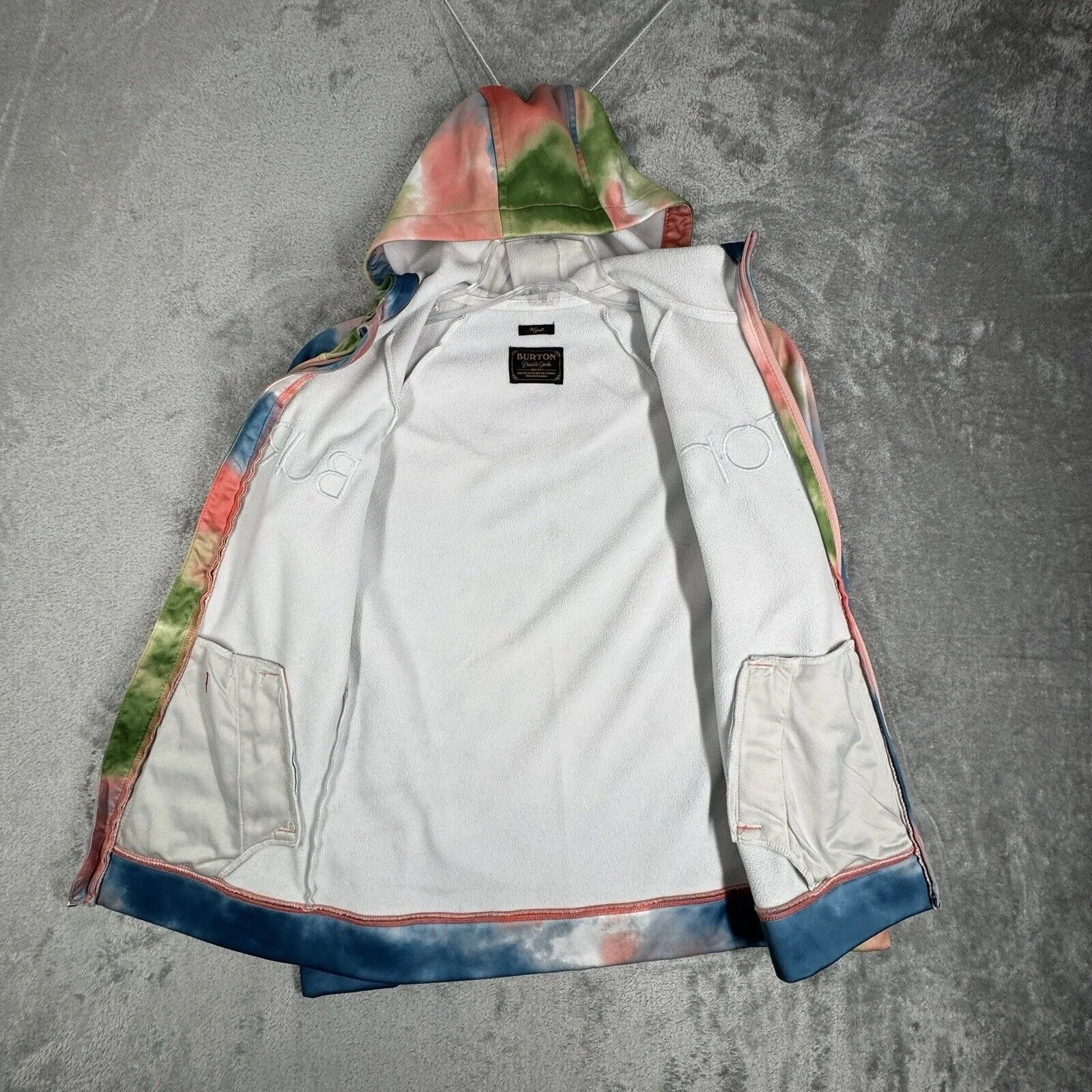 Burton Shirt Womens Small Green Tie Dye Zip‎ Up Peak Hoodie Sweatshirt Outdoors - Image 4