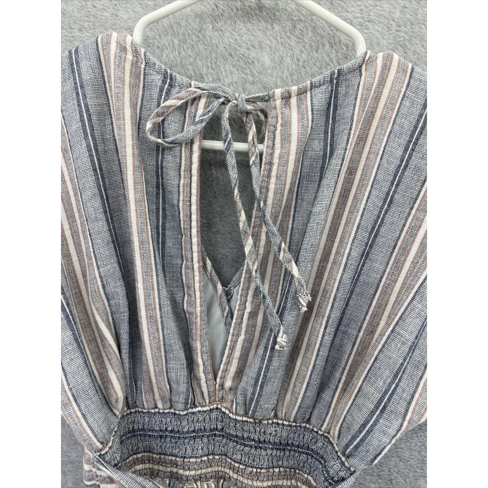 American Eagle Romper Striped Size XS Pockets Short Sleeve Cinch Waist Linen - Image 11