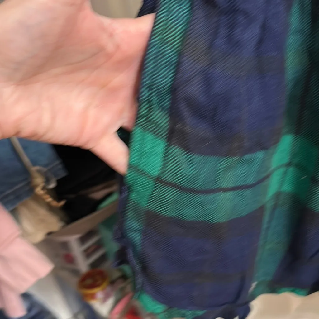 Aerie Blue and Green Plaid‎ Sleeveless Jumpsuit with Tie Waist - Image 5