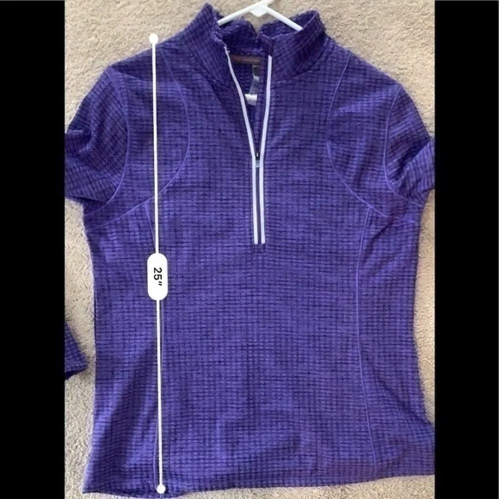 Purple Pullover Sweatshirt Women’s Size Large textured mock neck half zip - Image 6