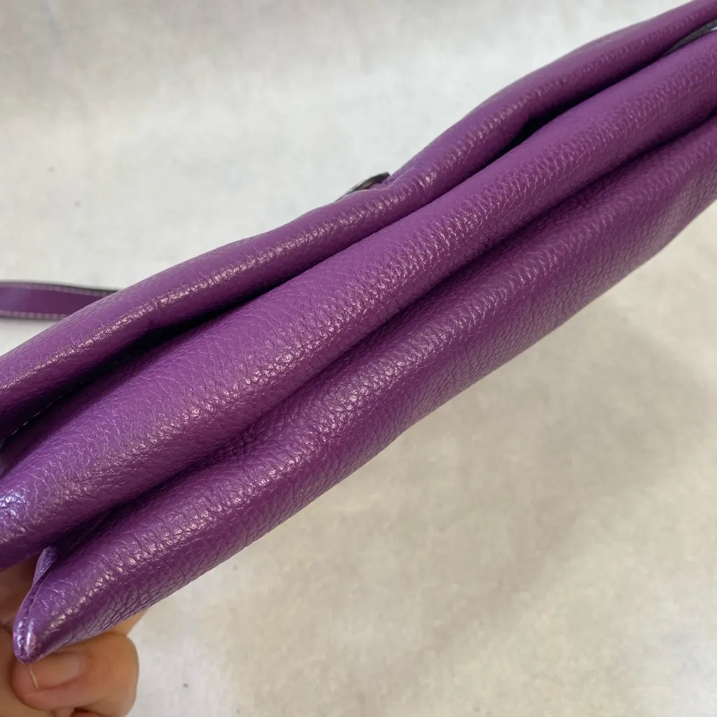 J. Jill Purple pebbled leather crossbody purse compact bag convertible clutch - Image 3