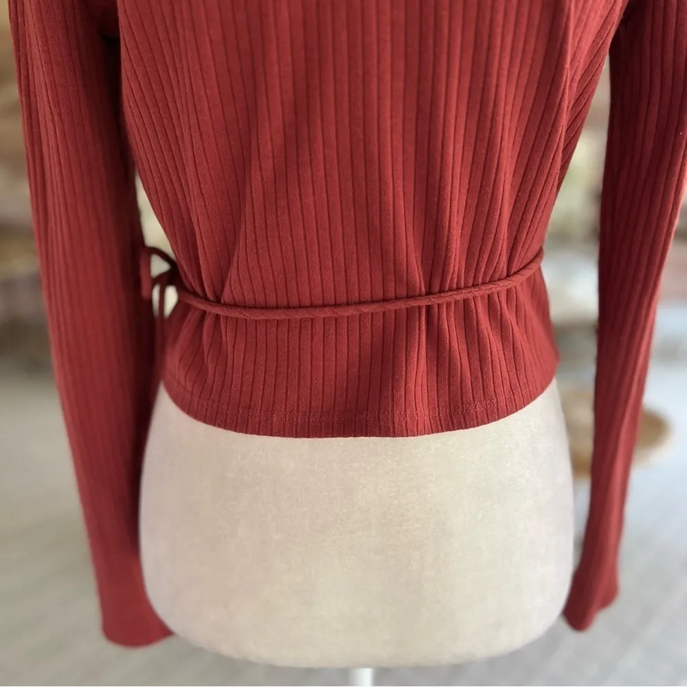 One Clothing Top Cropped Wrap Brown Rust Wrap L (Jrs) Festival Concert Casual - Image 9