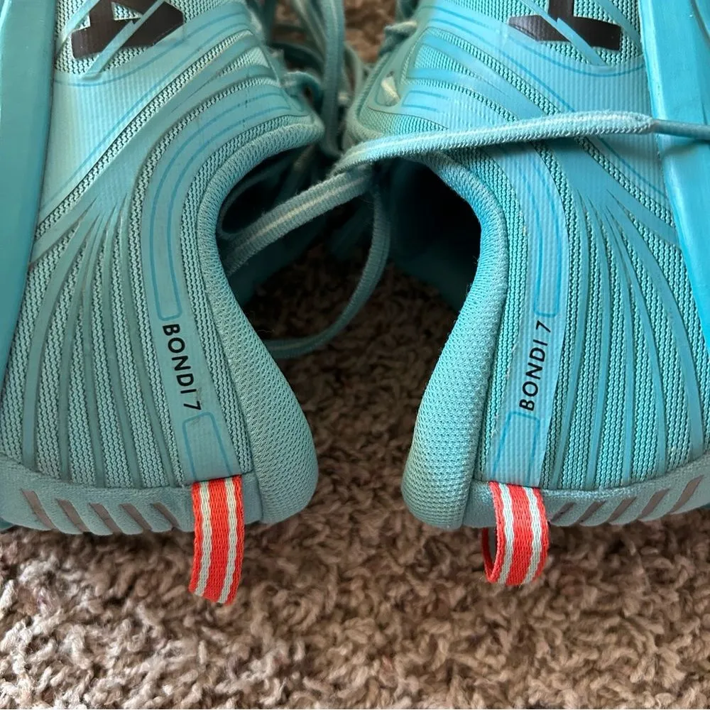 Hoka One Bondi 7 Road Running Shoes Aquarelle Eggshell Blue Size 11 - Image 6