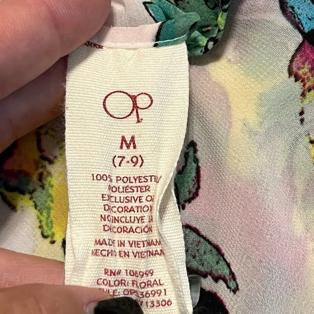 OP Ocean Pacific size medium (7-9) ladies swimsuit cover up kimono frayed floral - Image 5