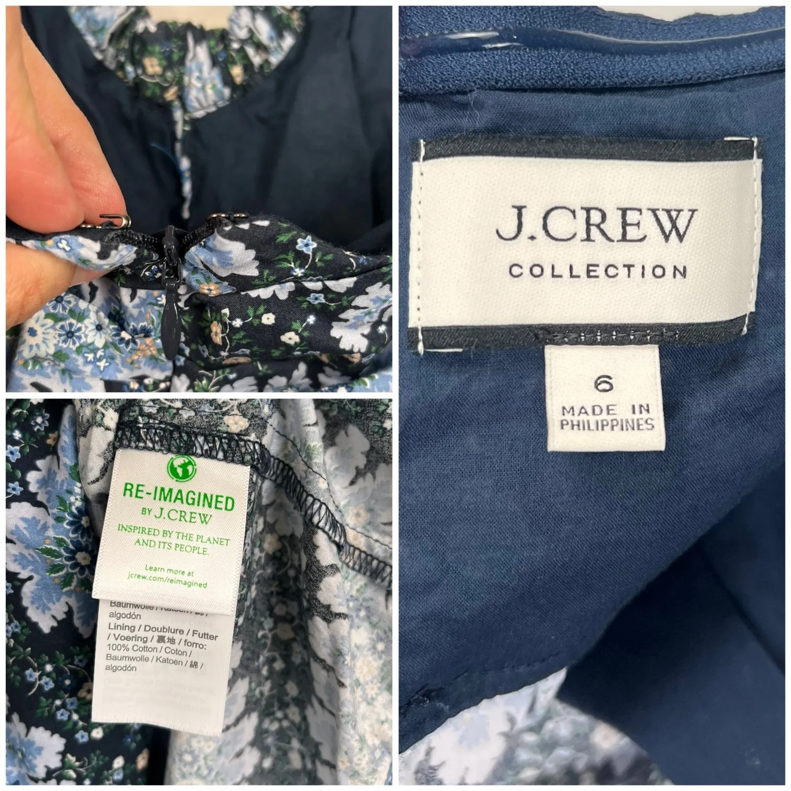 J.Crew Collection Blue Floral Halter Midi Dress size 6 Open Back Tie Neck - Image 7