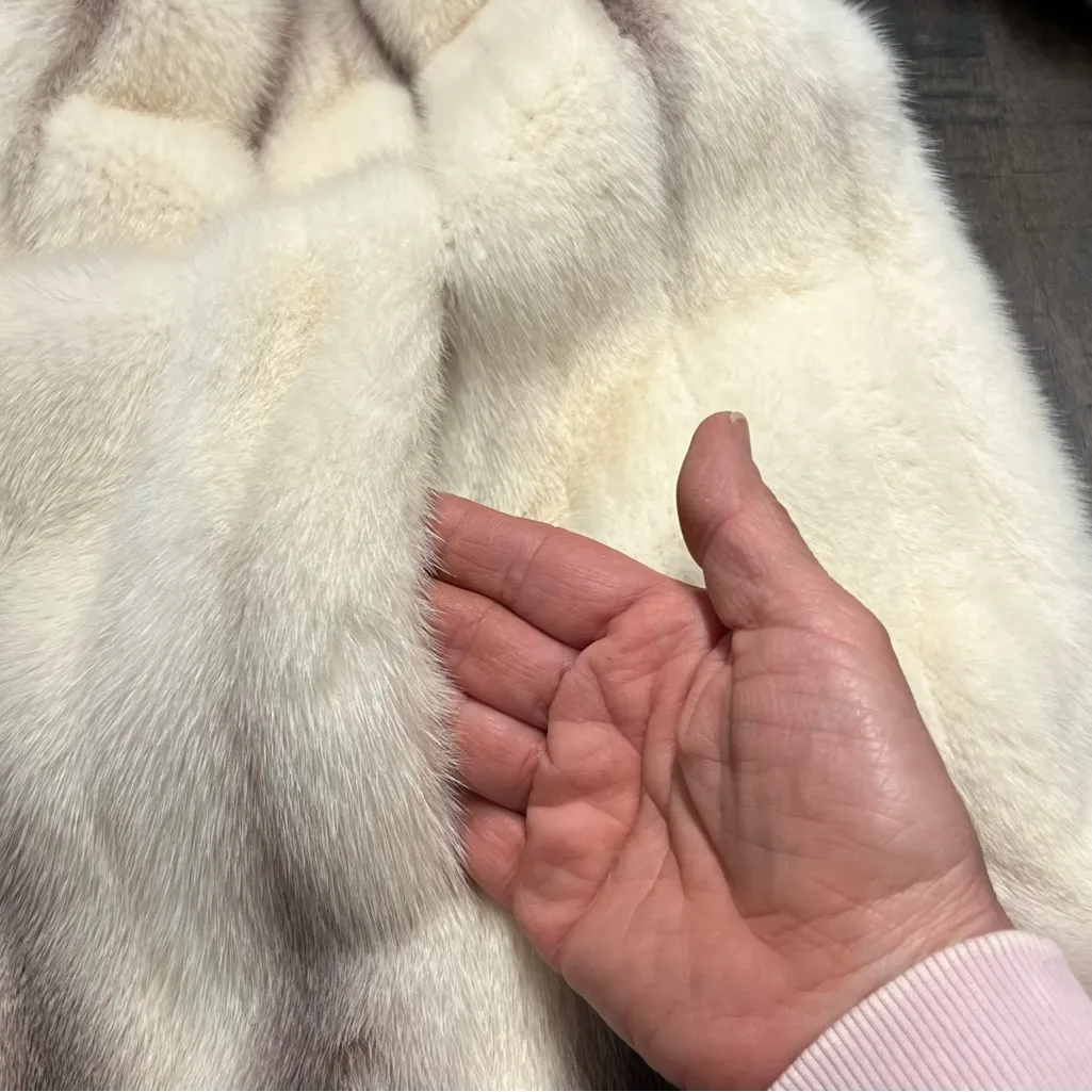 Womens White Grey Brown Degrade Mink Fur Swing Stroller Coat Size M Genuine Size M - Image 8