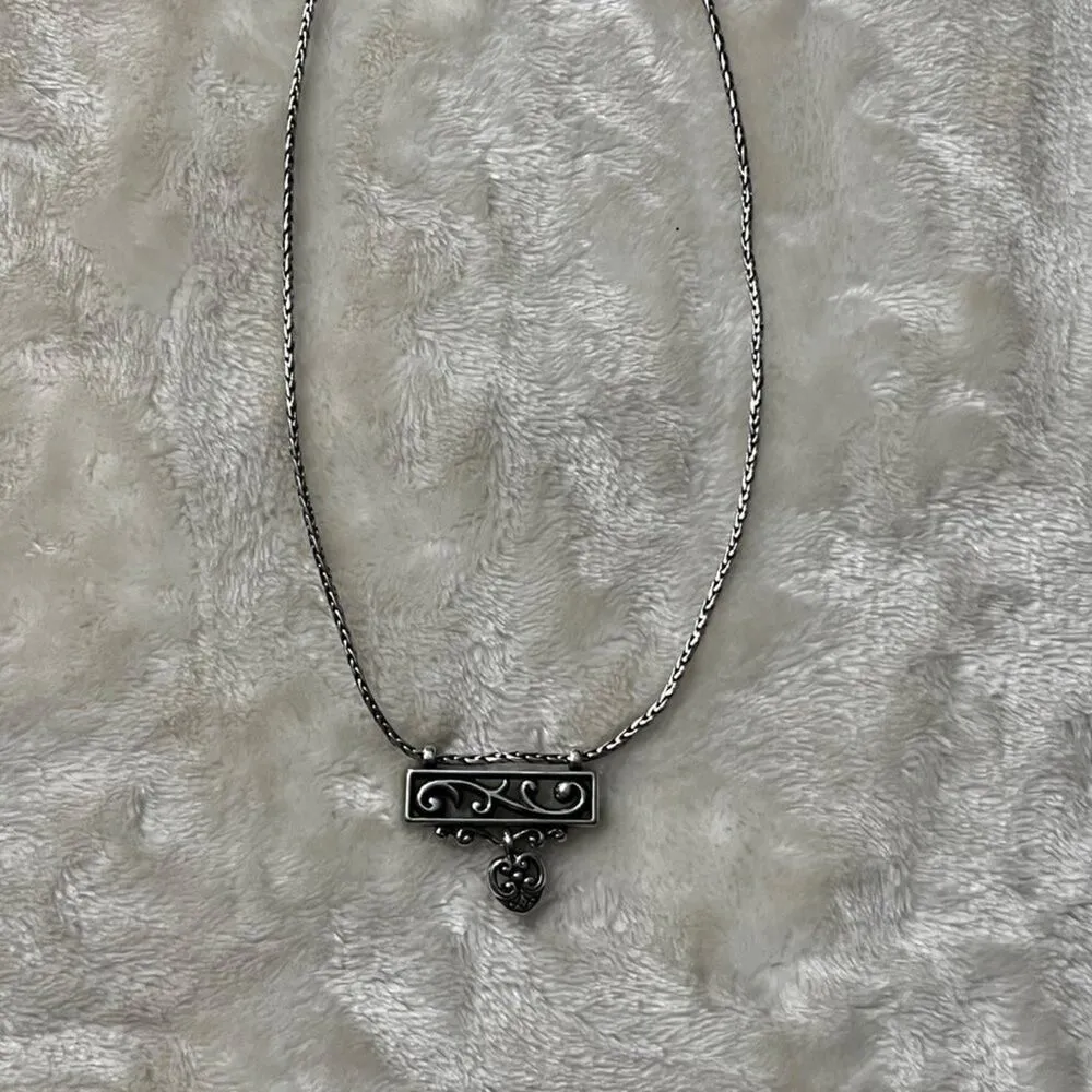 Brighton Silver Deco Lace Pendant Necklace 16 -‎ 17.5 in. Heart Adjustable - Image 8