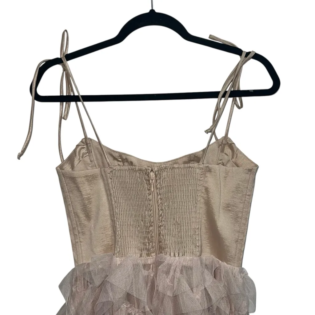 Show Me Your Mumu Francesca Corset Maxi Dress Champagne Tulle Ruffle - Image 9