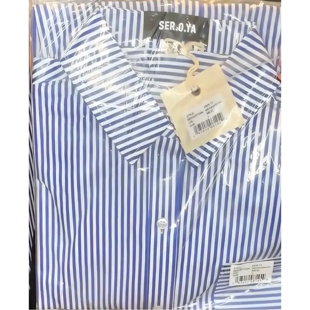 NWT retrofete SEROYA Hefley Oversized Shirt Dress Royal Blue Stripe Size S - Image 7