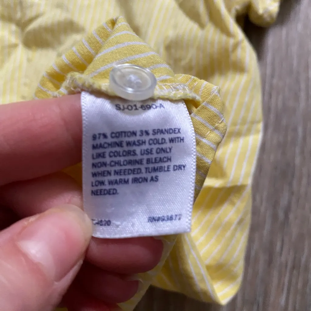 Vintage 90s Striped Cap Sleeve Butter Yellow Button Up Shirt‎ Large Layers Indie - Image 3