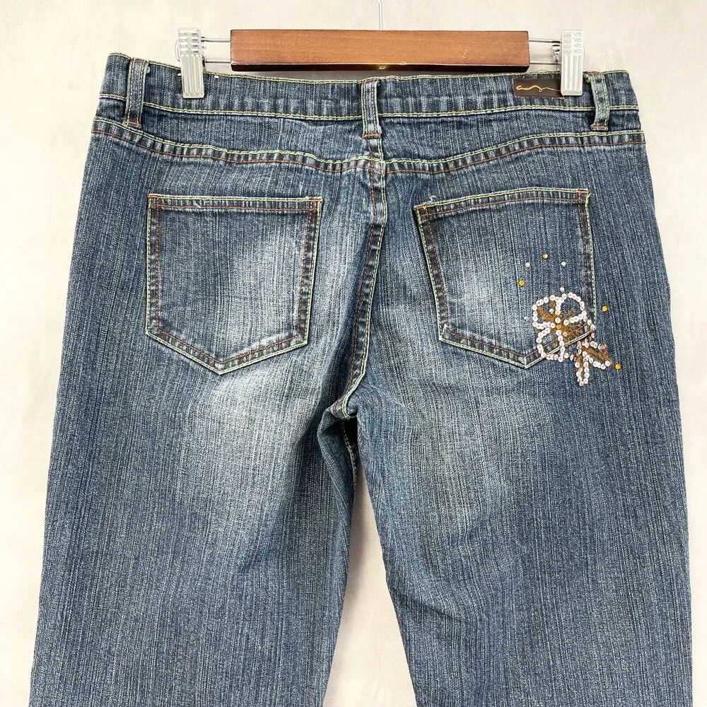 Y2K American Rag CIE Jeans Womens 9 Boot Cut Sequin Low Rise Western Retro Bling - Image 5