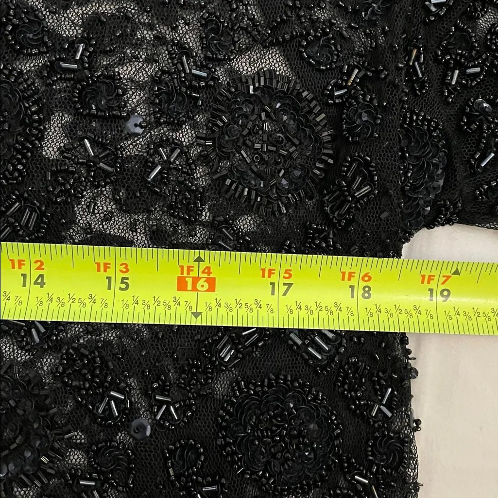 Stenay Vintage Black Velvet Formal Dress Beaded Floral Mesh Top Womens Size 10 - Image 6