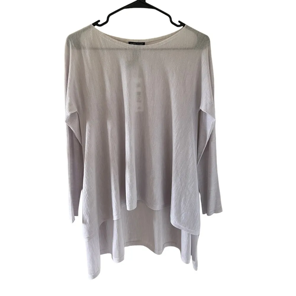 Eileen Fisher 100% Virgin Merino Wool Bateau Neck Top in Insky - Image 12