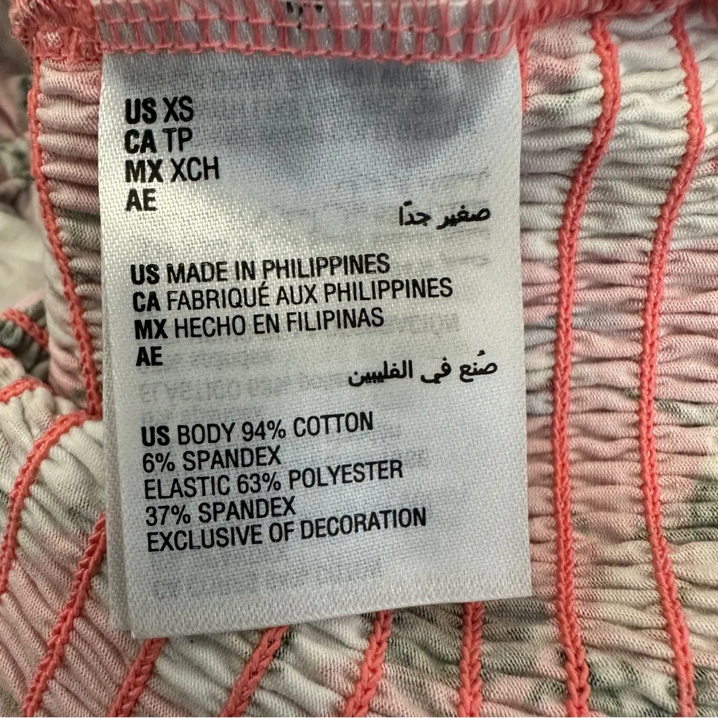 INC Floral Ruched Tank Top Womens XS Pink Smocked Cotton Coquette Cottagecore - Image 6