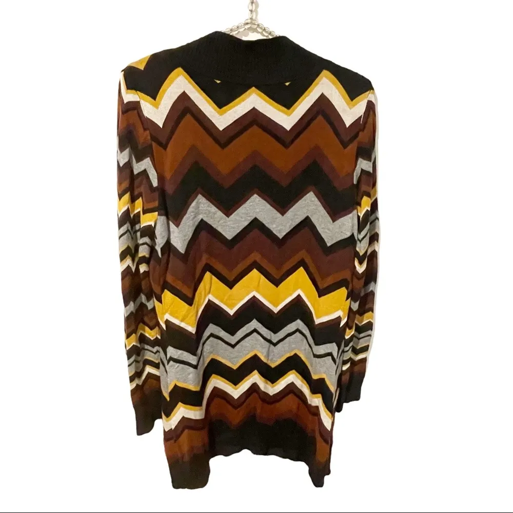 Missoni for Target Medium Brown Long Cardigan Chevron Zig Zag Open Front - Image 4