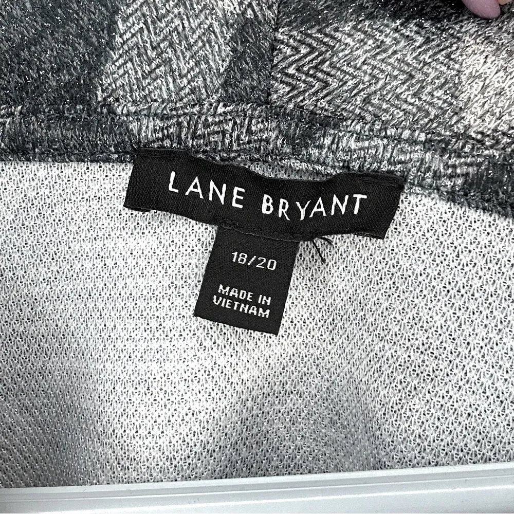 151. Lane Bryant Gray Plaid Shimmer Cowl Neck Sweater Plus Size - Image 3