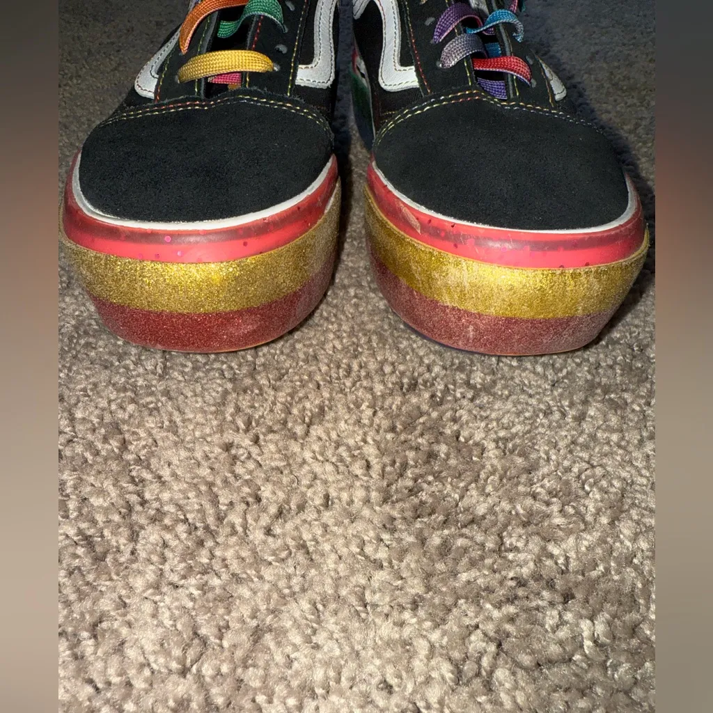 Vans Old Skool Black Stacked Glitter Sneakers - Image 4