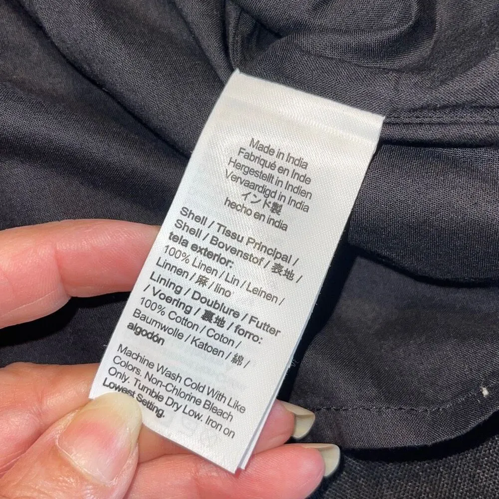 J. Crew Womens Large Black 100% Linen Halter Dress Sleeveless Lined Size XXS Bla - Image 5