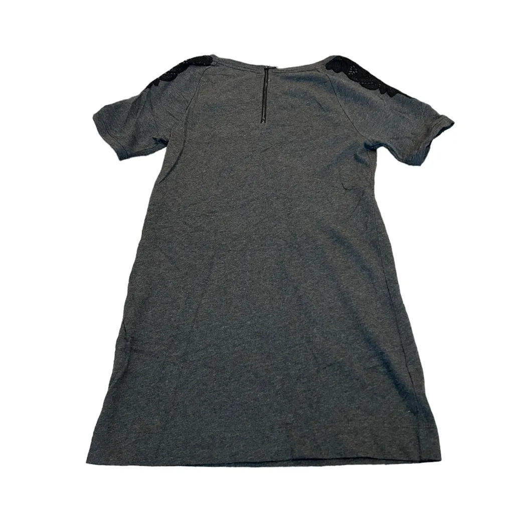 3/$15 LOFT gray dress with lace overlay on shoulders - Image 4