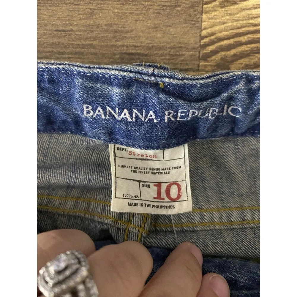 New Banana Republic Wide Leg Crop Jeans‎ Sz 10 Denim Blue Stretch Low Rise - Image 9