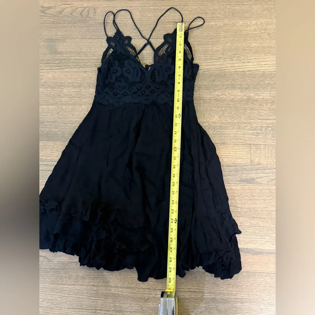 Free People Adella Slip Dress Black Lace Crochet Strappy - Image 8