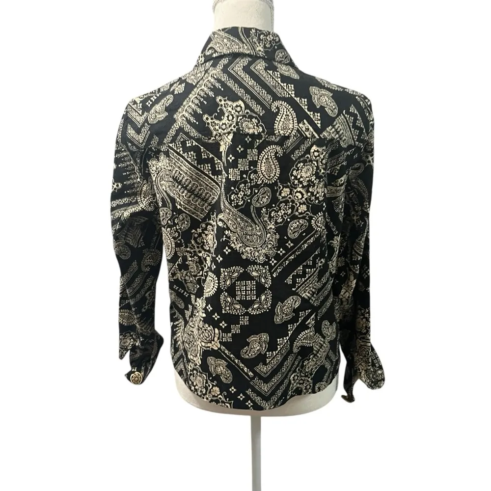 Coldwater Creek Silk Cotton Textured Woven Button Up Jacket/Top Petite M - Image 6