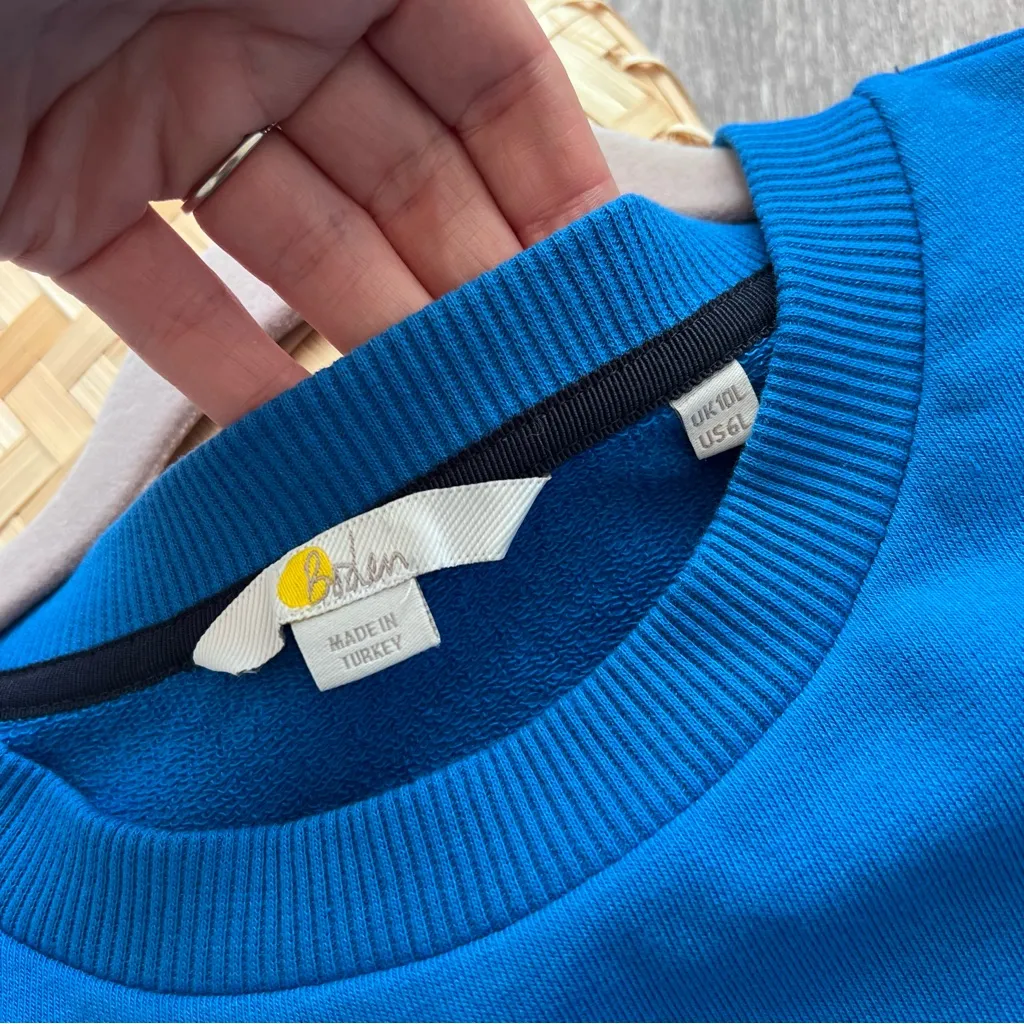 Boden puff sleeve sweatshirt dress‎ blue women’s size 6 TALL LONG - Image 4