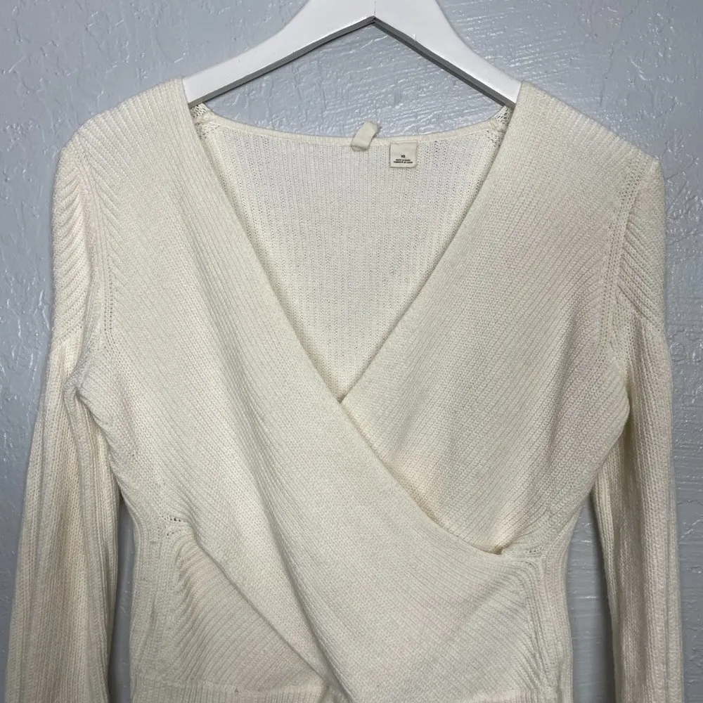 Moth  Women XS Cream Faux Wrap Knit Sweater Long Sleeve Balletcore - Image 4