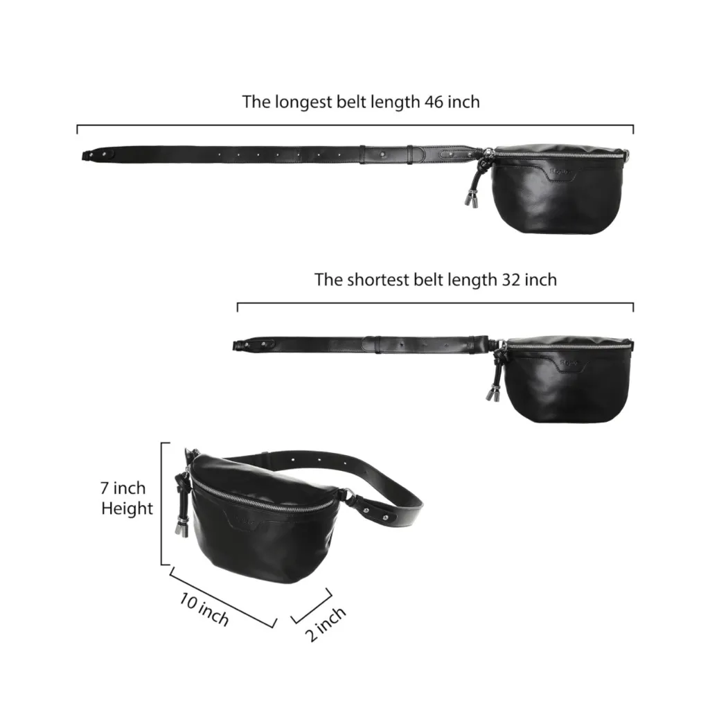 Sling Bag Leather Crossbody Fanny Black - Image 7