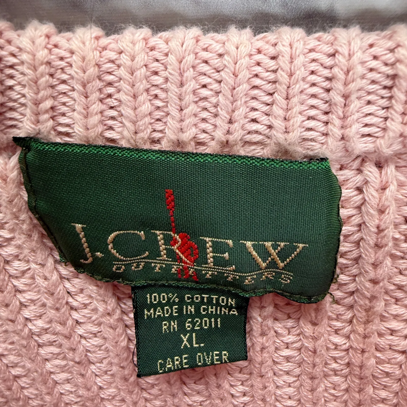 Vintage J. Crew Outfitters Knit Sweater Size L Blush Pink Chunky Knit Crewneck - Image 3