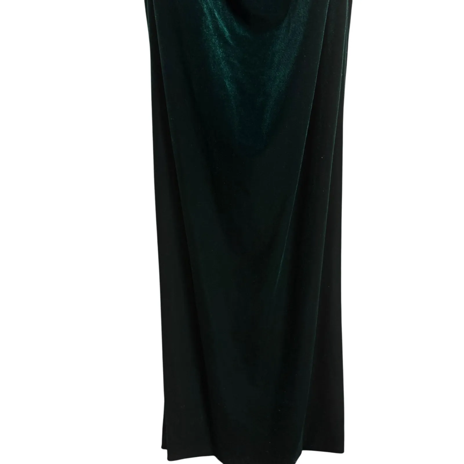 Rickie Freeman Teri Jon Emerald Green Velvet Off the Shoulder Long Column Gown 6 - Image 8