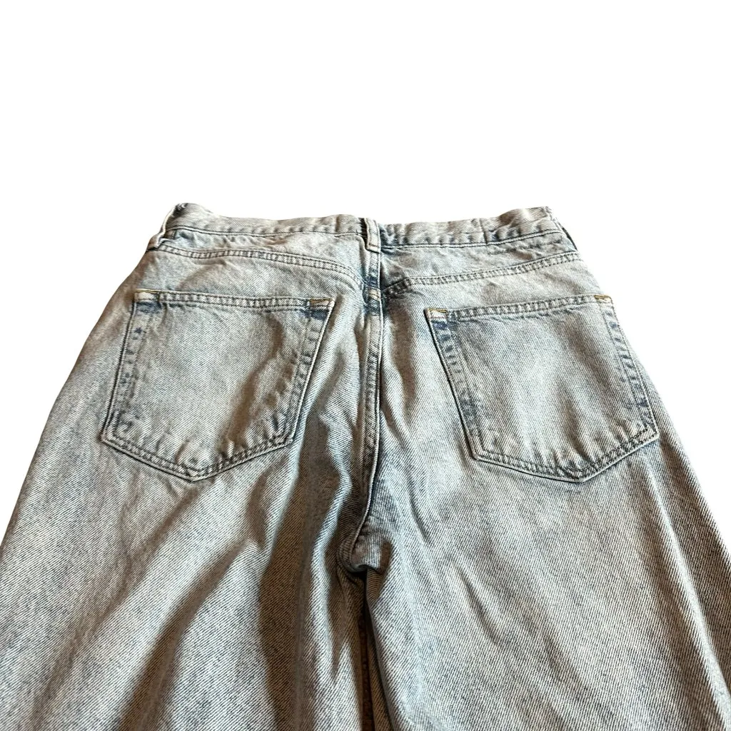 We The Free High Rise Straight Leg Jeans Loose Fit Distressed Light Denim Sz 26 - Image 8