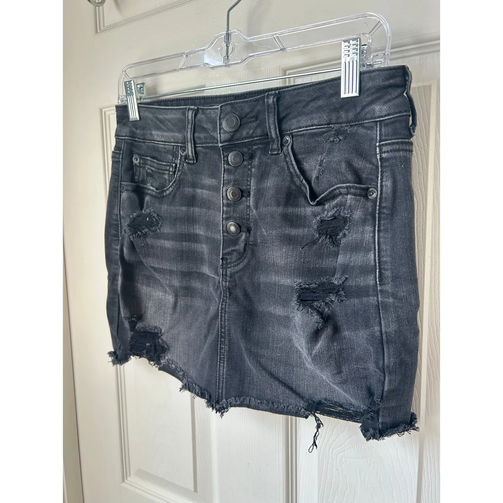American Eagle Black High Rise Mini Jean Skirt - 6S - Image 2