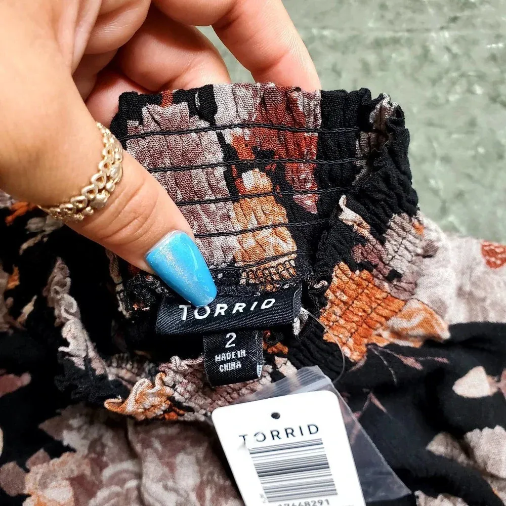 Torrid Midi Gauze Mock Neck Floral Dress - Image 6