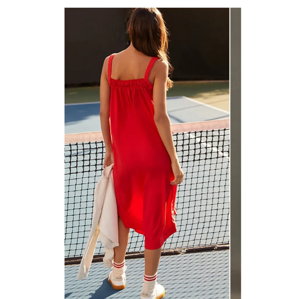 Daily Practice by Anthropologie Keeseville Sleeveless Smocked Dress small Red - Image 2