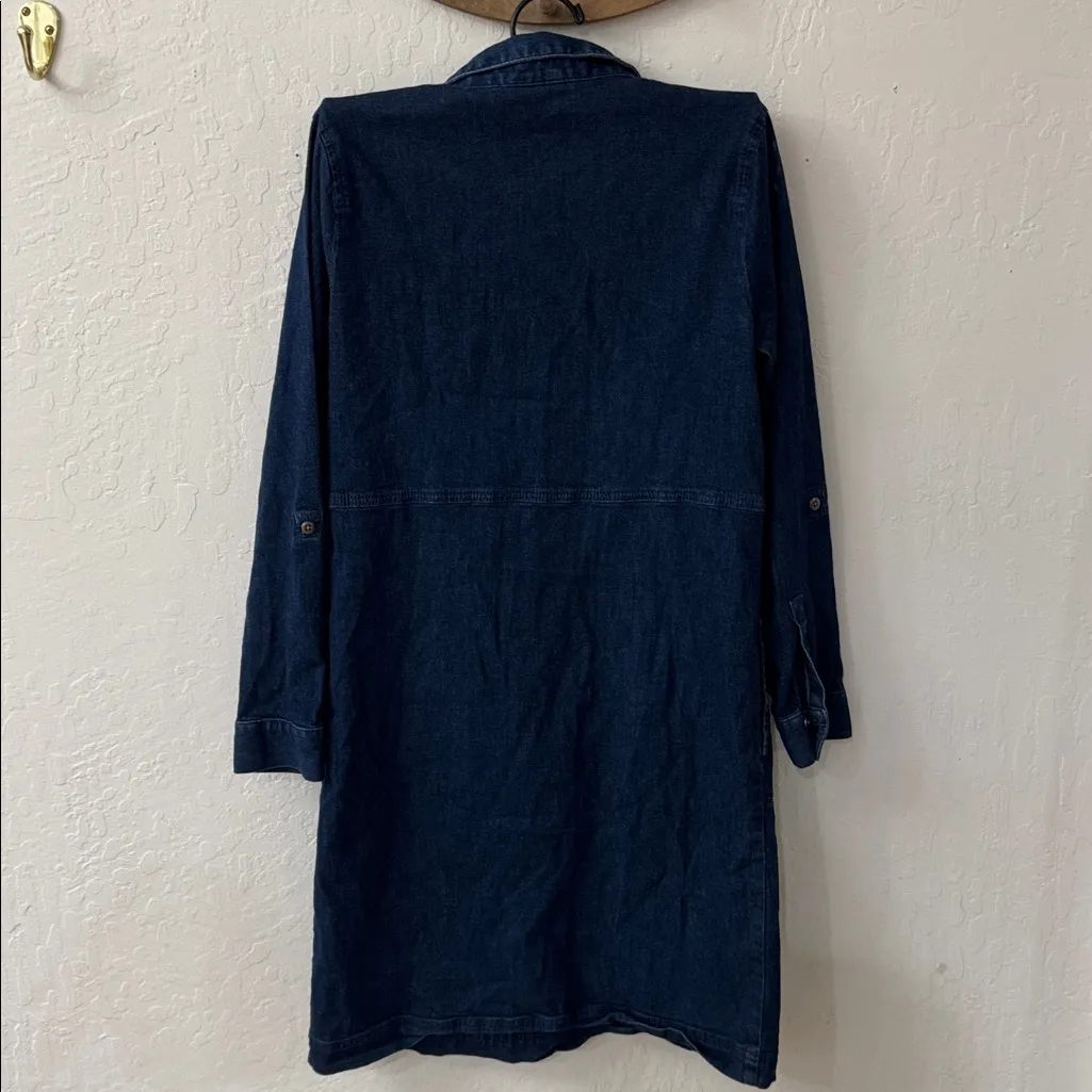 J. JILL DENIM Shirt Dress Size XS Roll Tab Sleeve Pockets Women’s Blue - Image 6