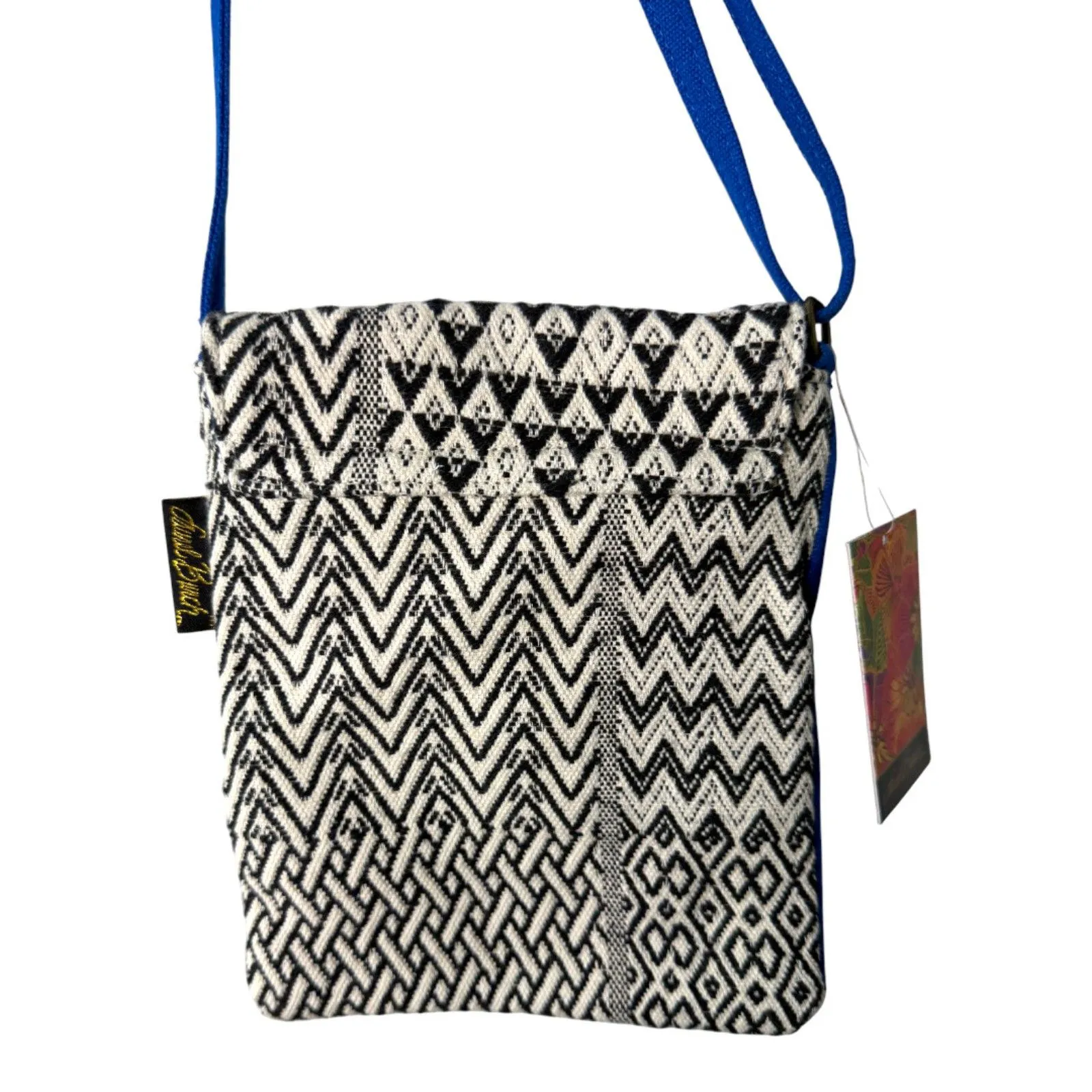 Laurel Burch Blue Aztec Print Cat Crossbody Mini Bag Handbag Purse NEW with Tags - Image 4