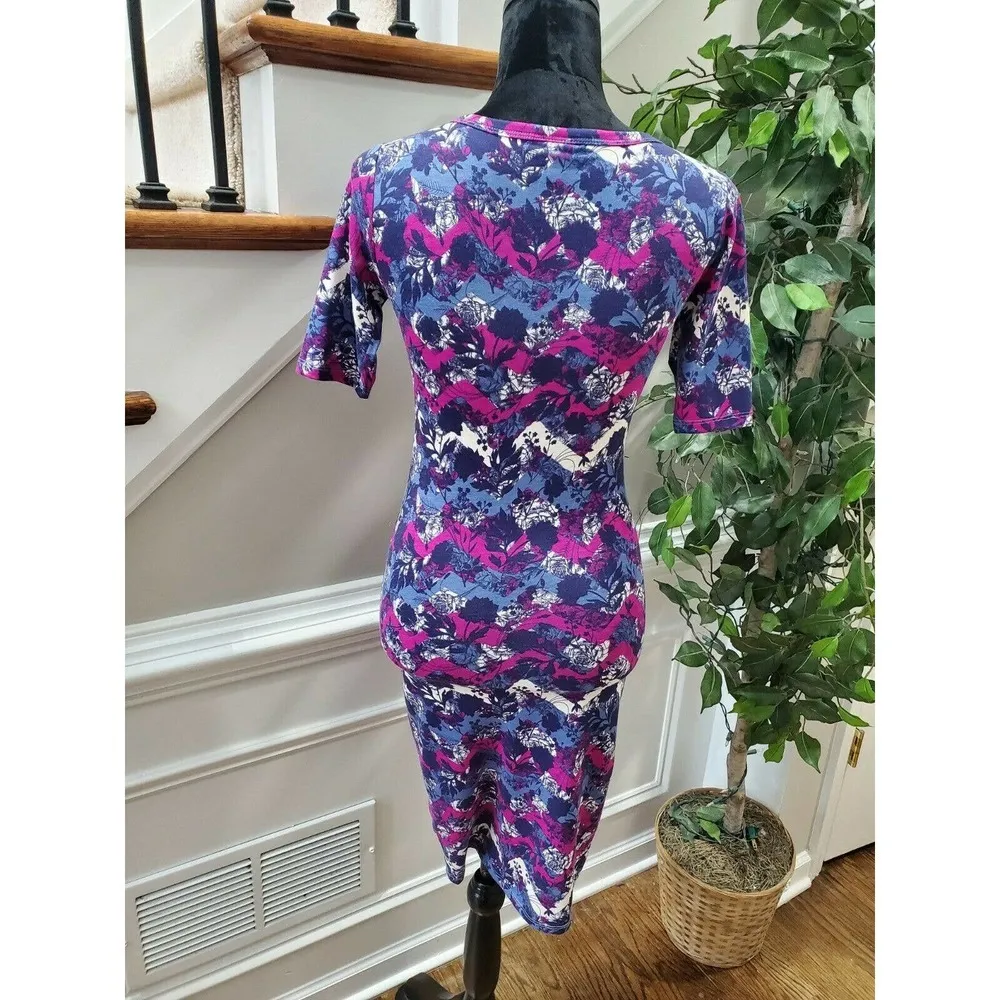 LulaRoe Women Multicolor Polyester Round Neck Half Sleeve Knee Length Dress 2XS - Image 7