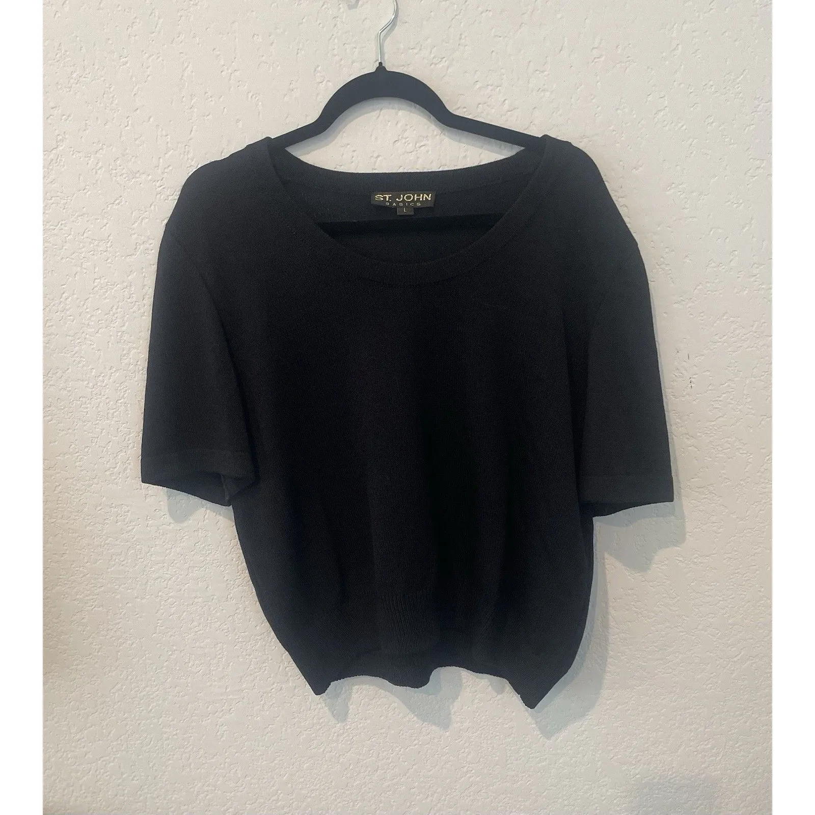 St John Basics Black Santana Knit Two Piece Sweater Set Open Front Cardigan L Size L - Image 8