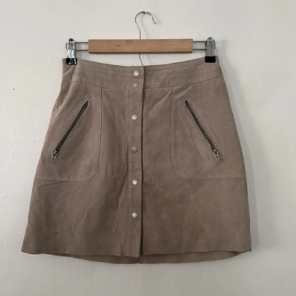 Blank NYC 100% Suede Light Beige Skirt NWT - Image 2