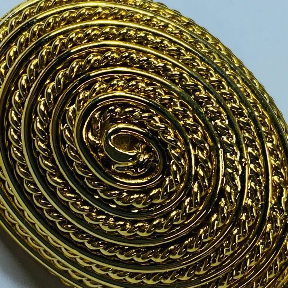 Gold Tone Spiral Rope Dome Oval Shape Clip - Image 11