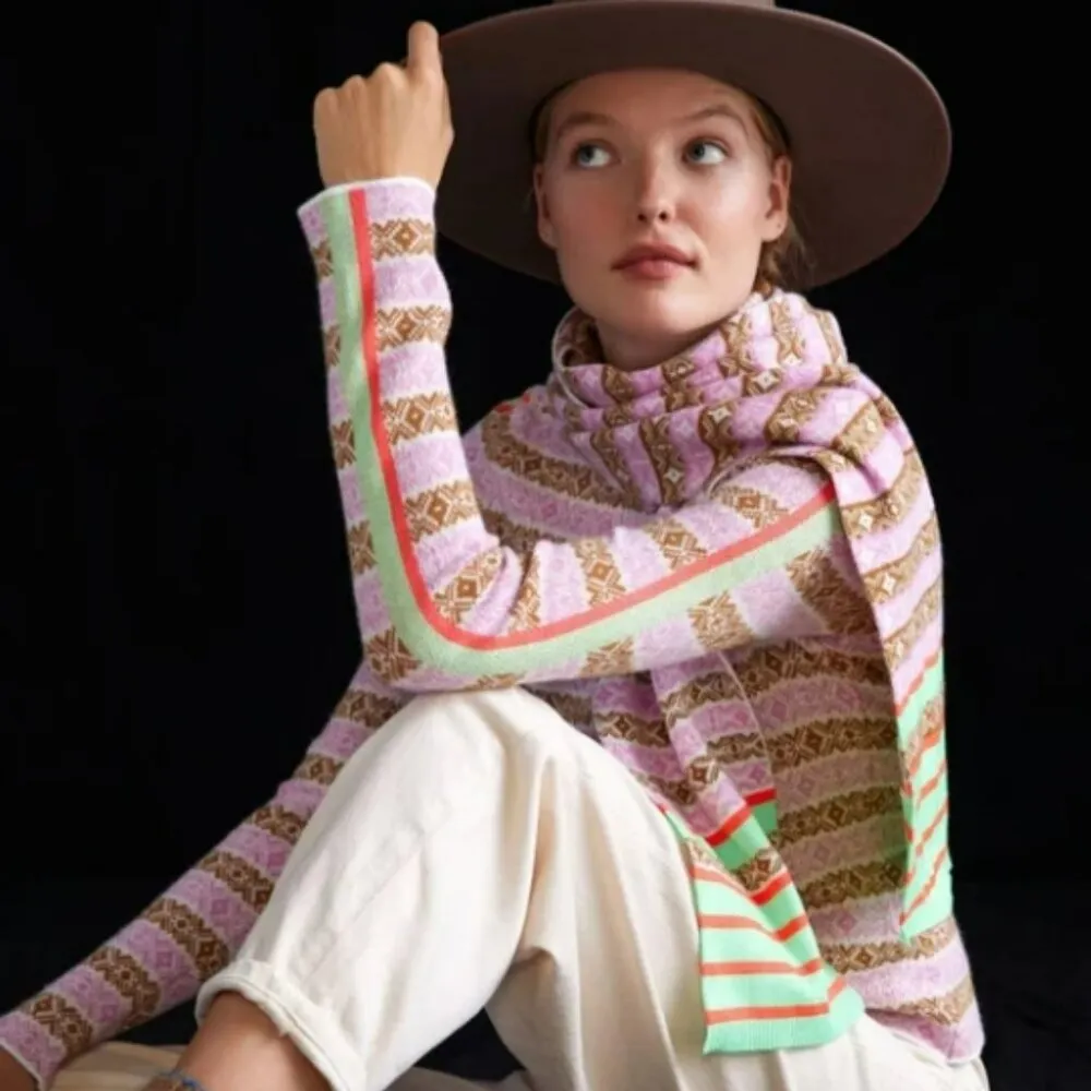 ANTHROLOGIE Maeve Ski Slope Fair Isle Turtleneck Sweater XSmall - Image 7