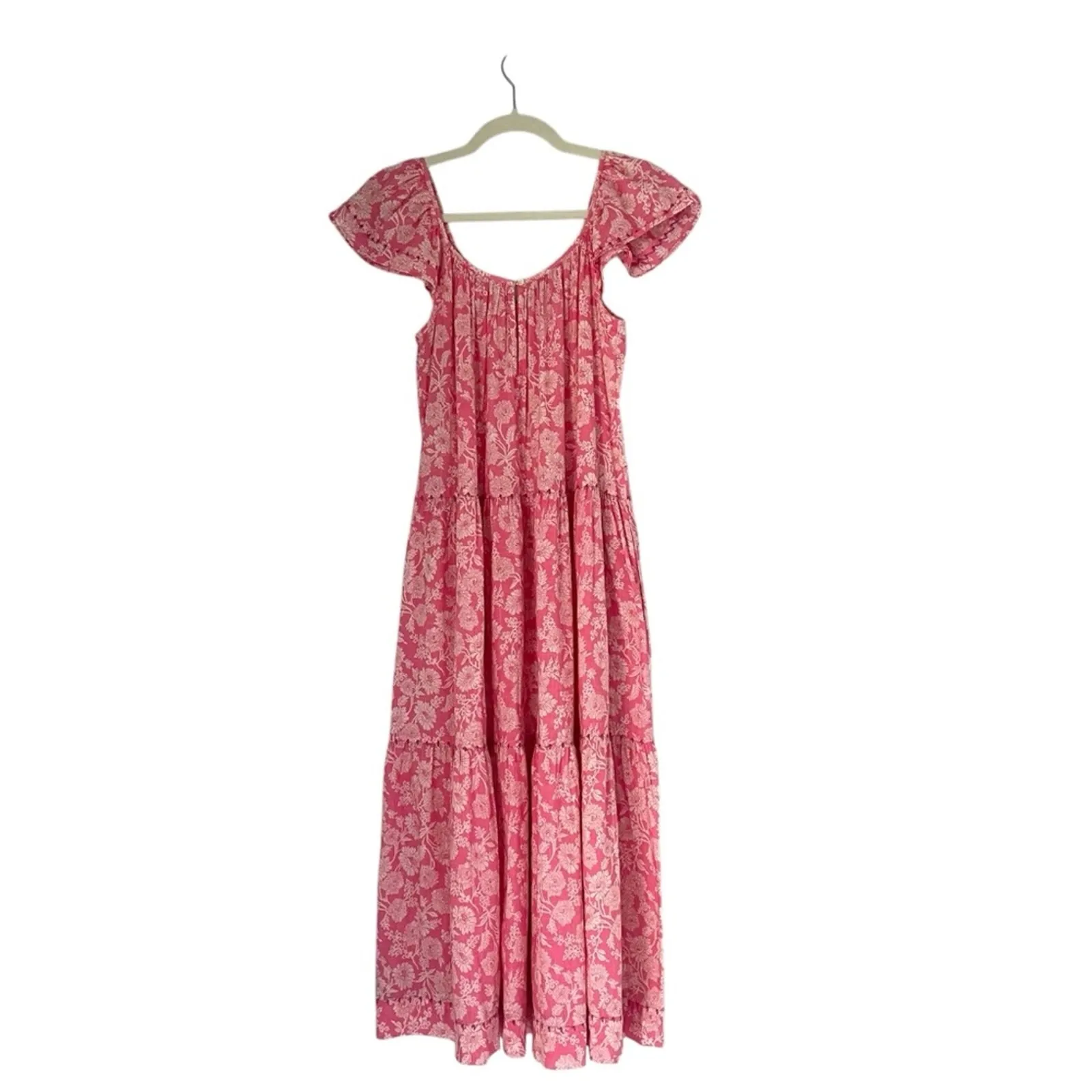 The Great Whipstitched Plumeria Dress romantic pink Floral prairie summer Sz XS - Image 5