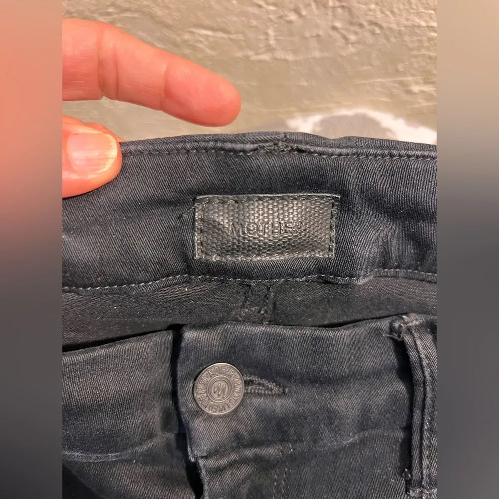 MOTHER Black Ankle Looker Ankle Fray Blackbird Jeans designer quality premium Size 26 - Image 2