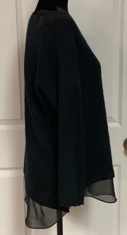 Blk OS longsleeves sweater w/sheer M - Image 2