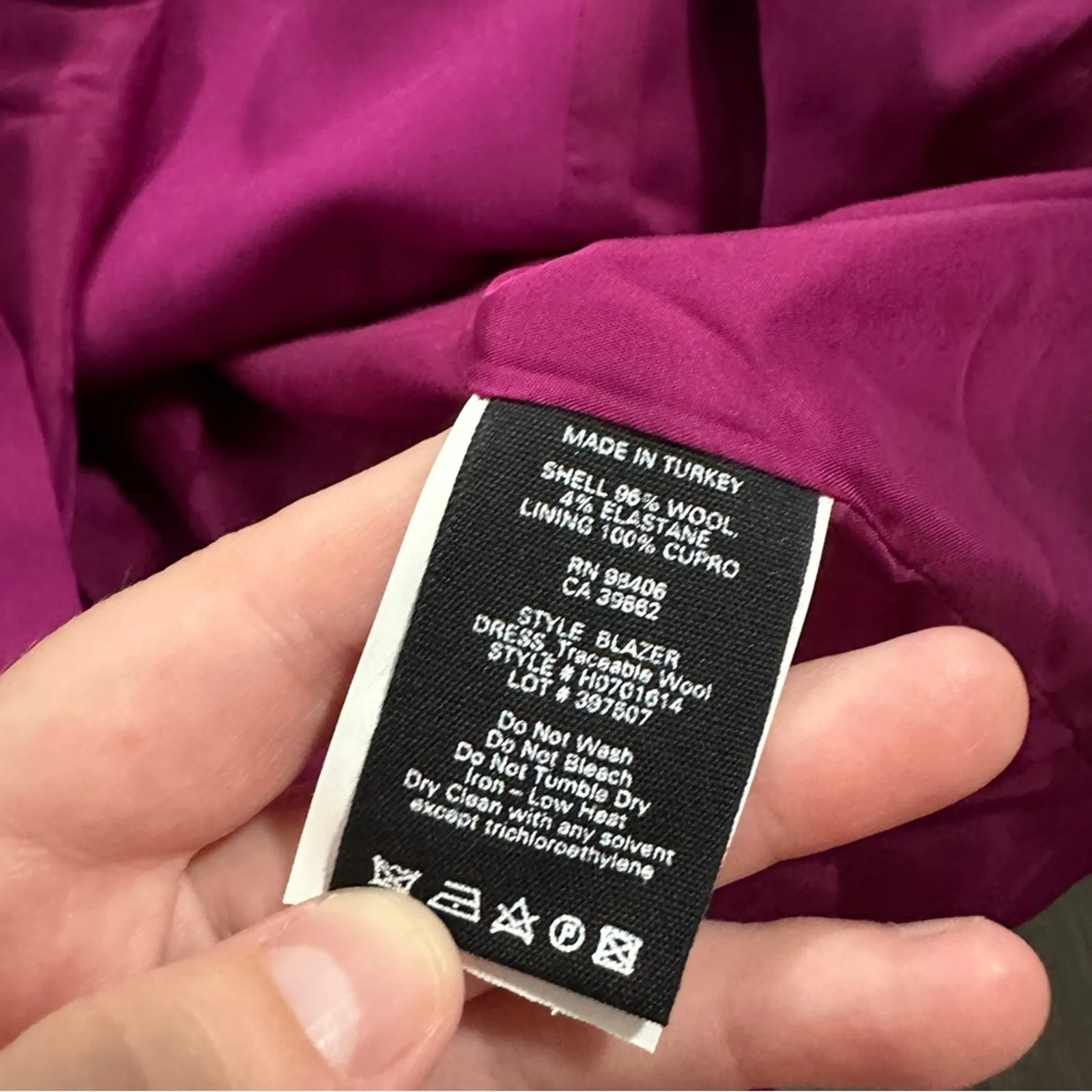 Theory Electric Pink Traceable Wool‎ Blend Long Sleeve Blazer Coat Dress Size 8 - Image 8